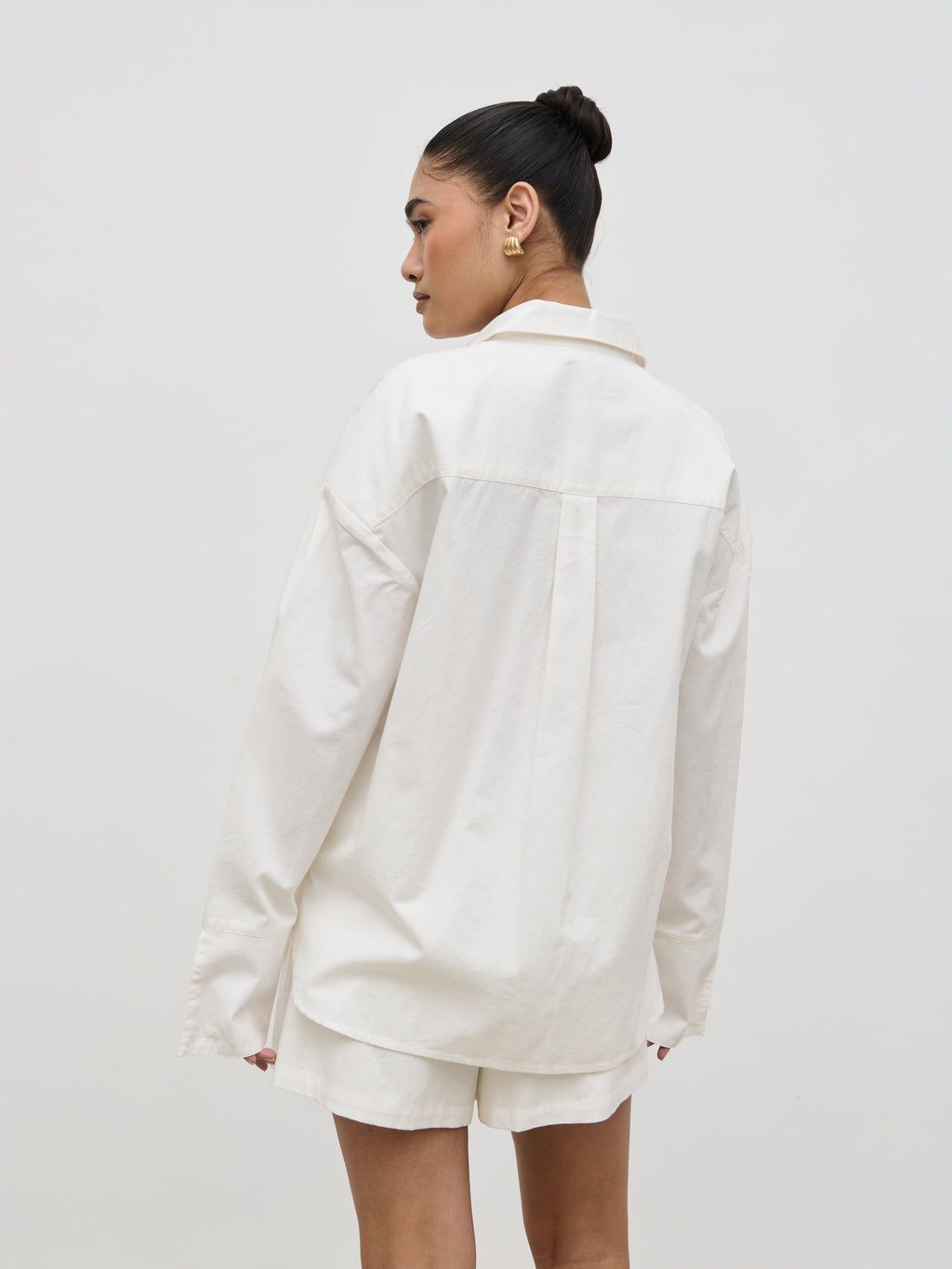 Ryleigh Cotton Poplin Shirt - White