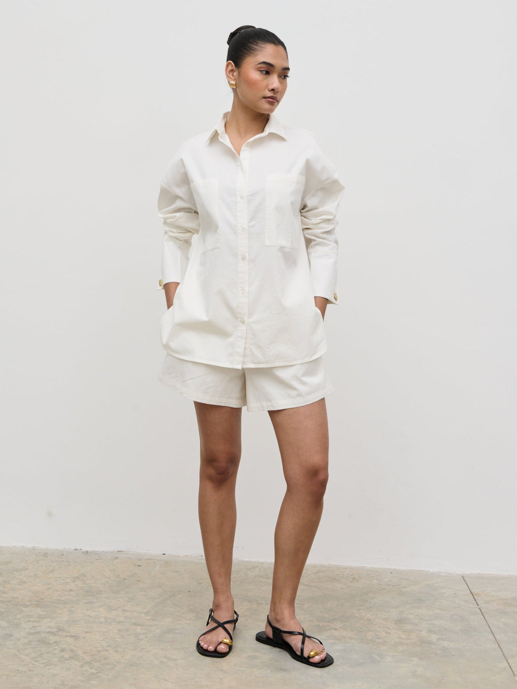Ryleigh Cotton Poplin Shirt - White