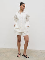 Ryleigh Cotton Poplin Shirt - White