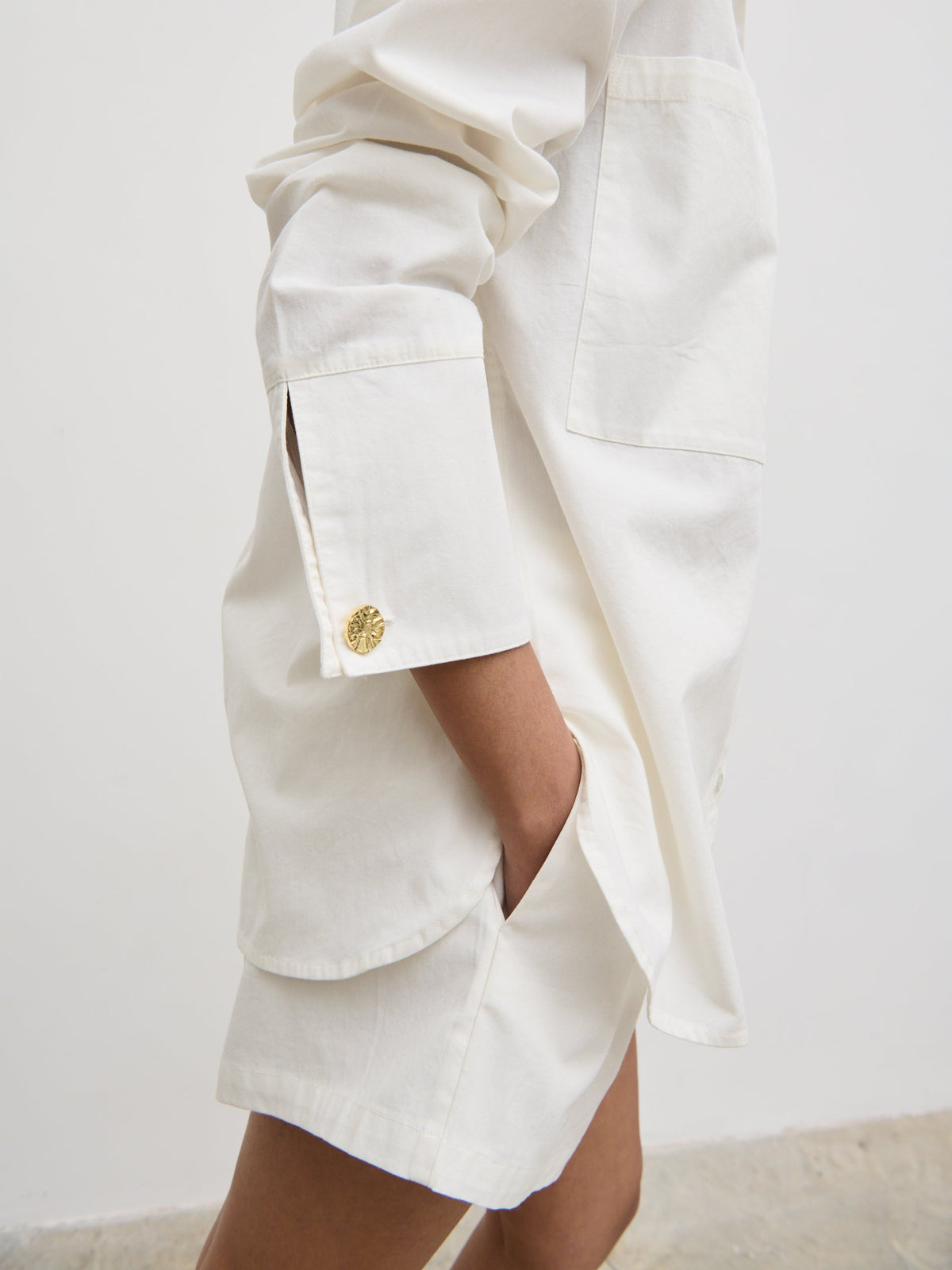 Ryleigh Cotton Poplin Shirt - White
