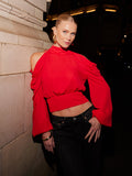 Selena Cold Shoulder Top - Scarlet Red