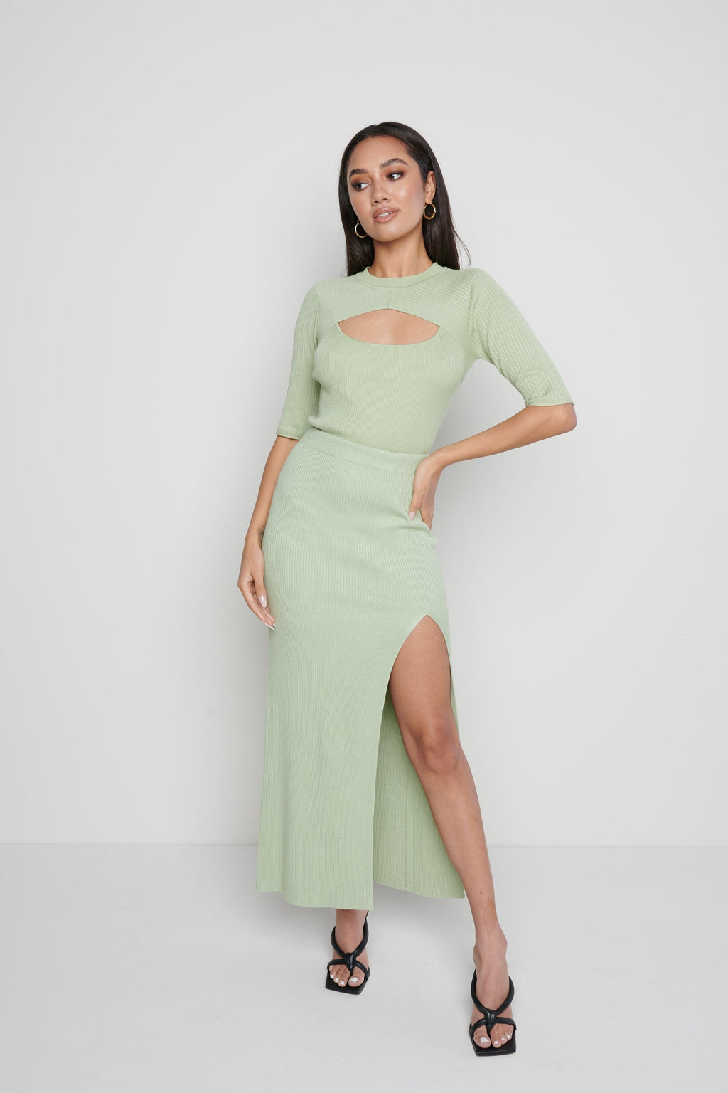 Serena Cut Out Knit Top - Mint
