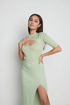 Serena Cut Out Knit Top - Mint
