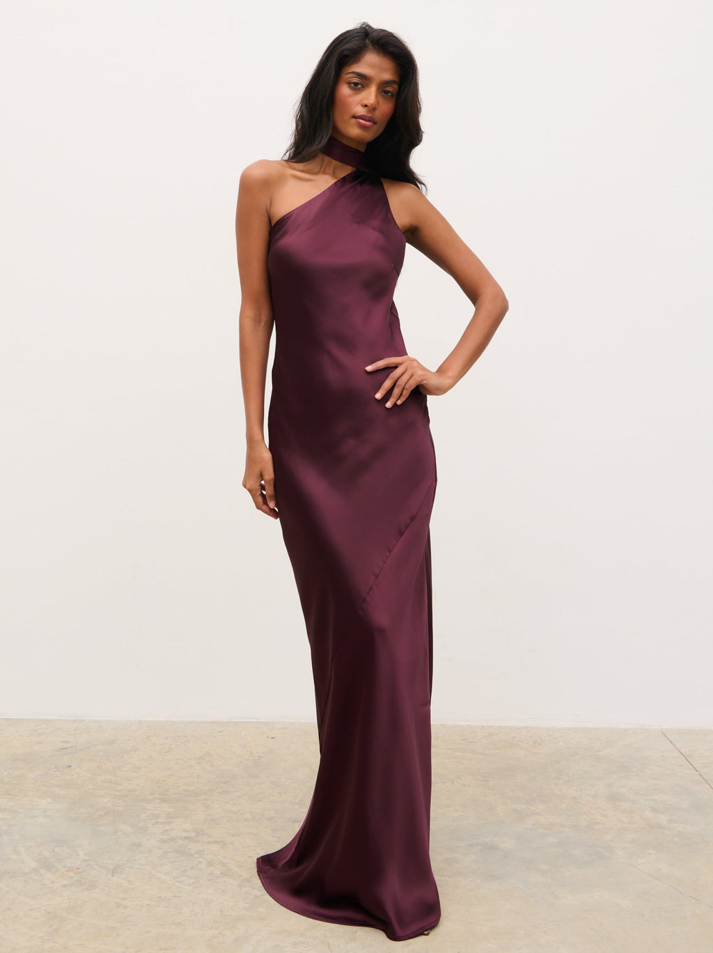 Sheree One Shoulder Sash Maxi Dress - Fig