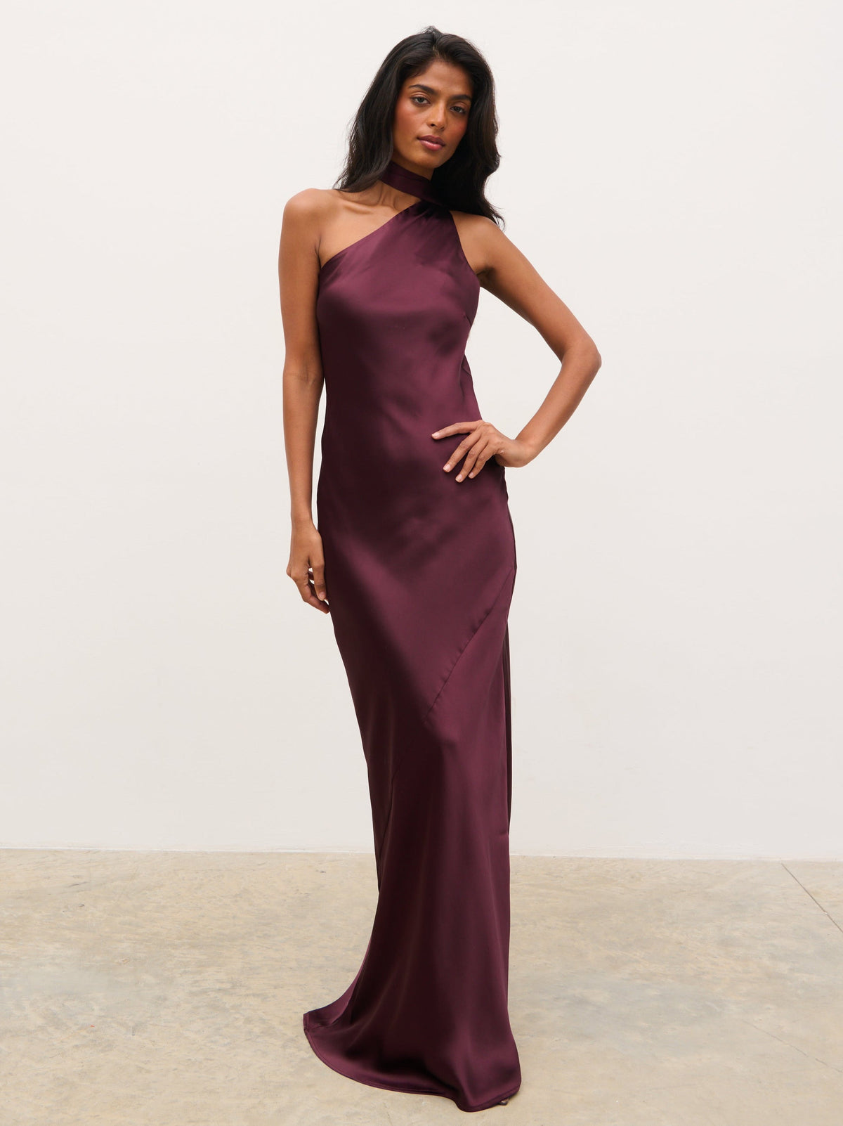 Sheree One Shoulder Sash Maxi Dress - Fig