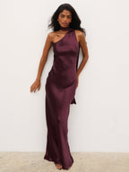 Sheree One Shoulder Sash Maxi Dress - Fig