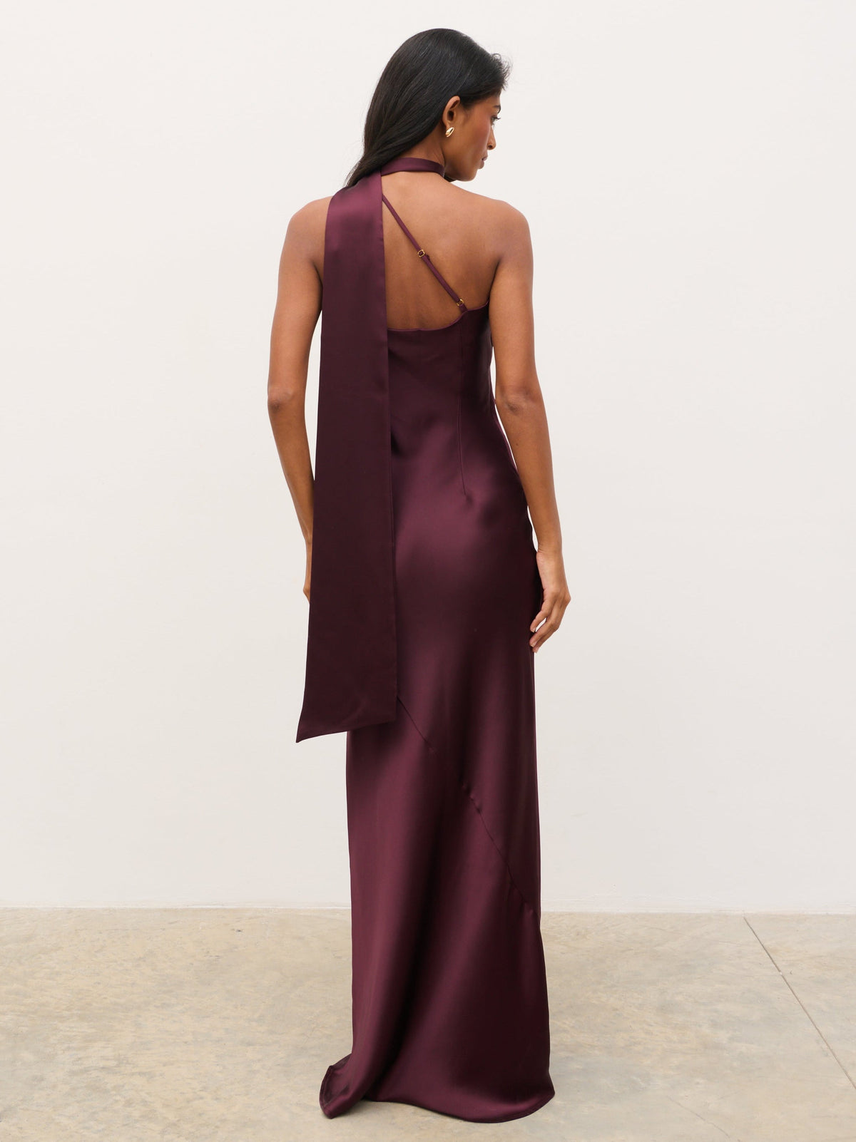 Sheree One Shoulder Sash Maxi Dress - Fig