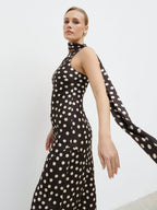 Sheree Midaxi Dress - Brown and Cream Polka Dot