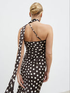 Sheree Midaxi Dress - Brown and Cream Polka Dot