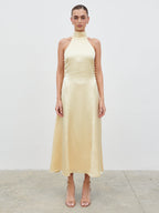 Skylar Halterneck Midaxi Dress - Lemon