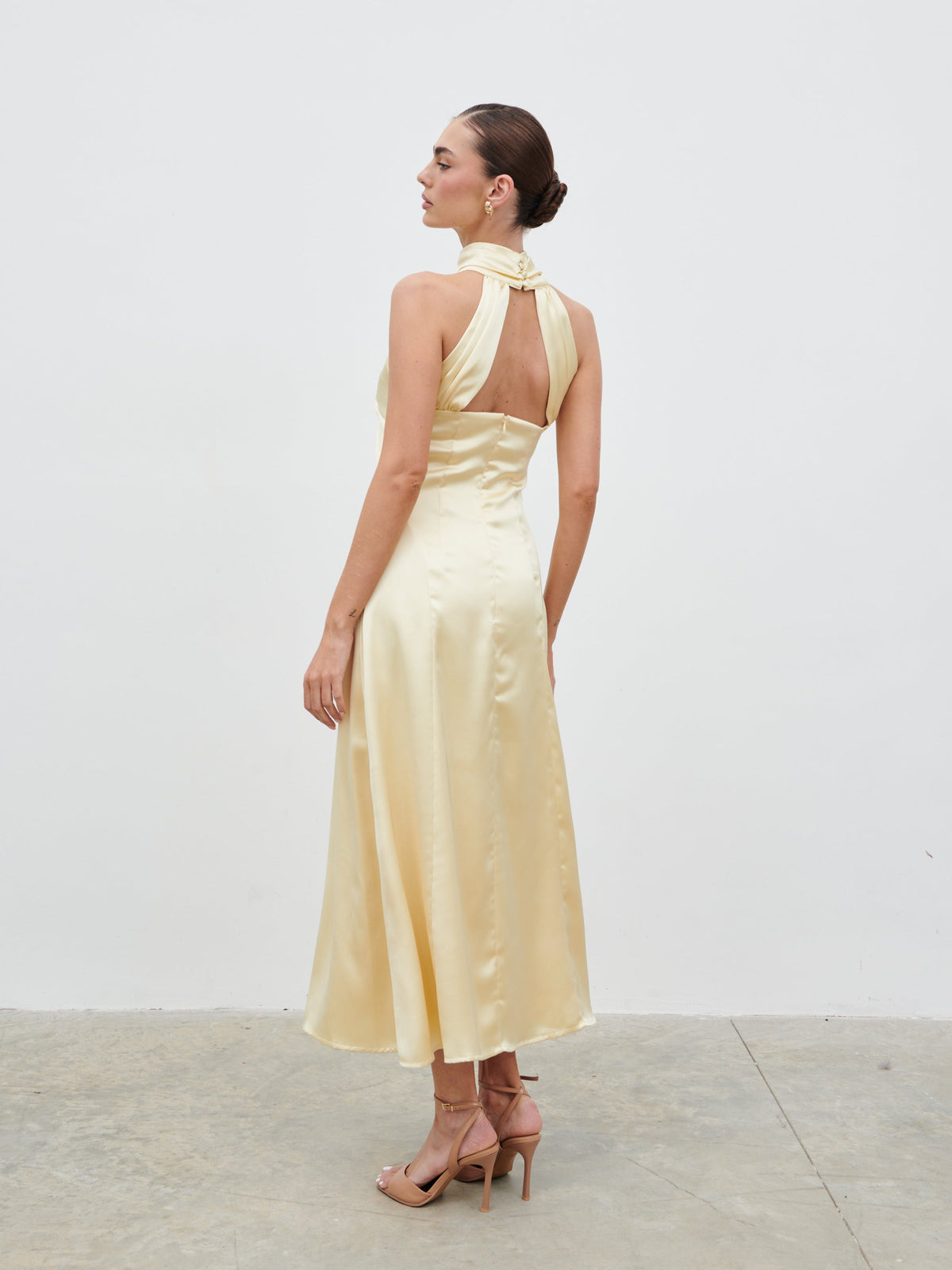 Skylar Halterneck Midaxi Dress - Lemon