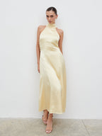 Skylar Halterneck Midaxi Dress - Lemon