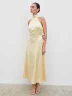 Skylar Halterneck Midaxi Dress - Lemon
