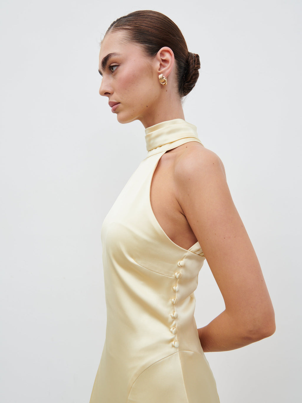 Skylar Halterneck Midaxi Dress - Lemon