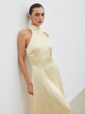 Skylar Halterneck Midaxi Dress - Lemon