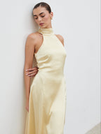 Skylar Halterneck Midaxi Dress - Lemon