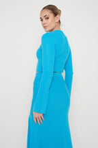 Sofia Long Sleeve Knit Top - Aqua Blue
