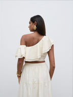 Sol Ruffle Cropped Top - Natural