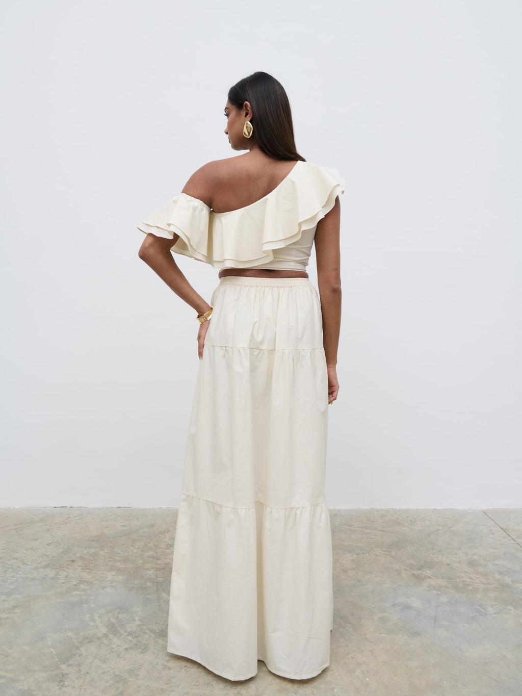 Sol Ruffle Cropped Top - Natural