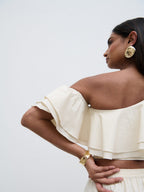 Sol Ruffle Cropped Top - Natural