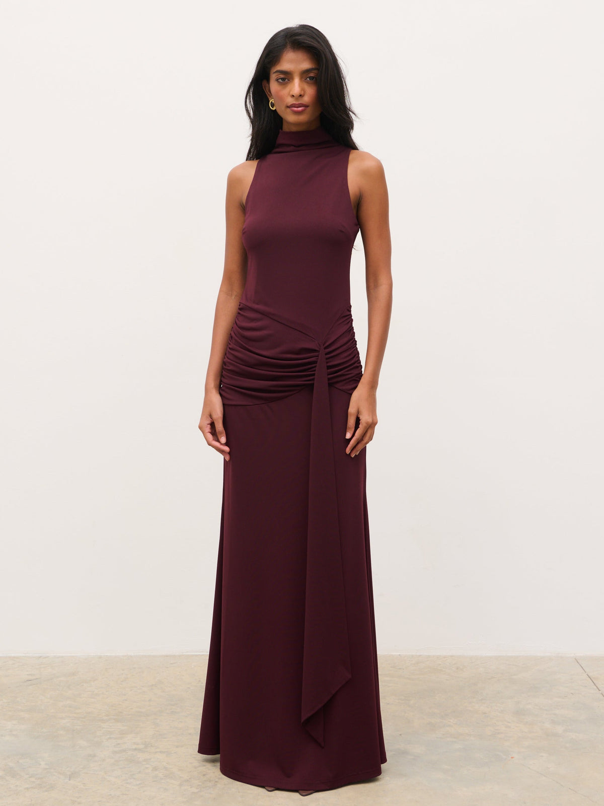 Solace Jersey Halterneck Maxi Dress - Fig