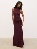 Solace Jersey Halterneck Maxi Dress - Fig