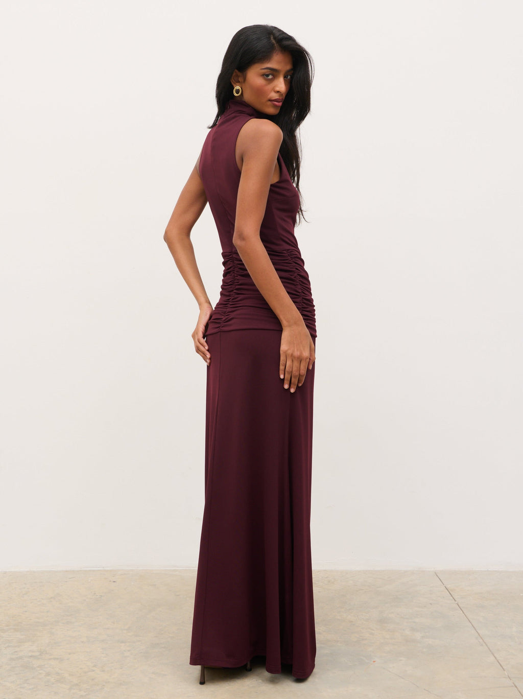 Solace Jersey Halterneck Maxi Dress - Fig