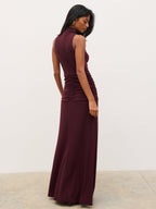 Solace Jersey Halterneck Maxi Dress - Fig