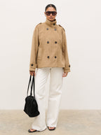 Sophie Faux Suede Funnel Neck Jacket - Taupe