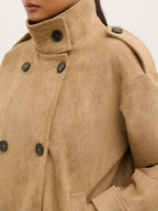 Sophie Faux Suede Funnel Neck Jacket - Taupe