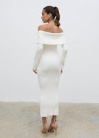 Soreya Bardot Knit Maxi Dress - Cream