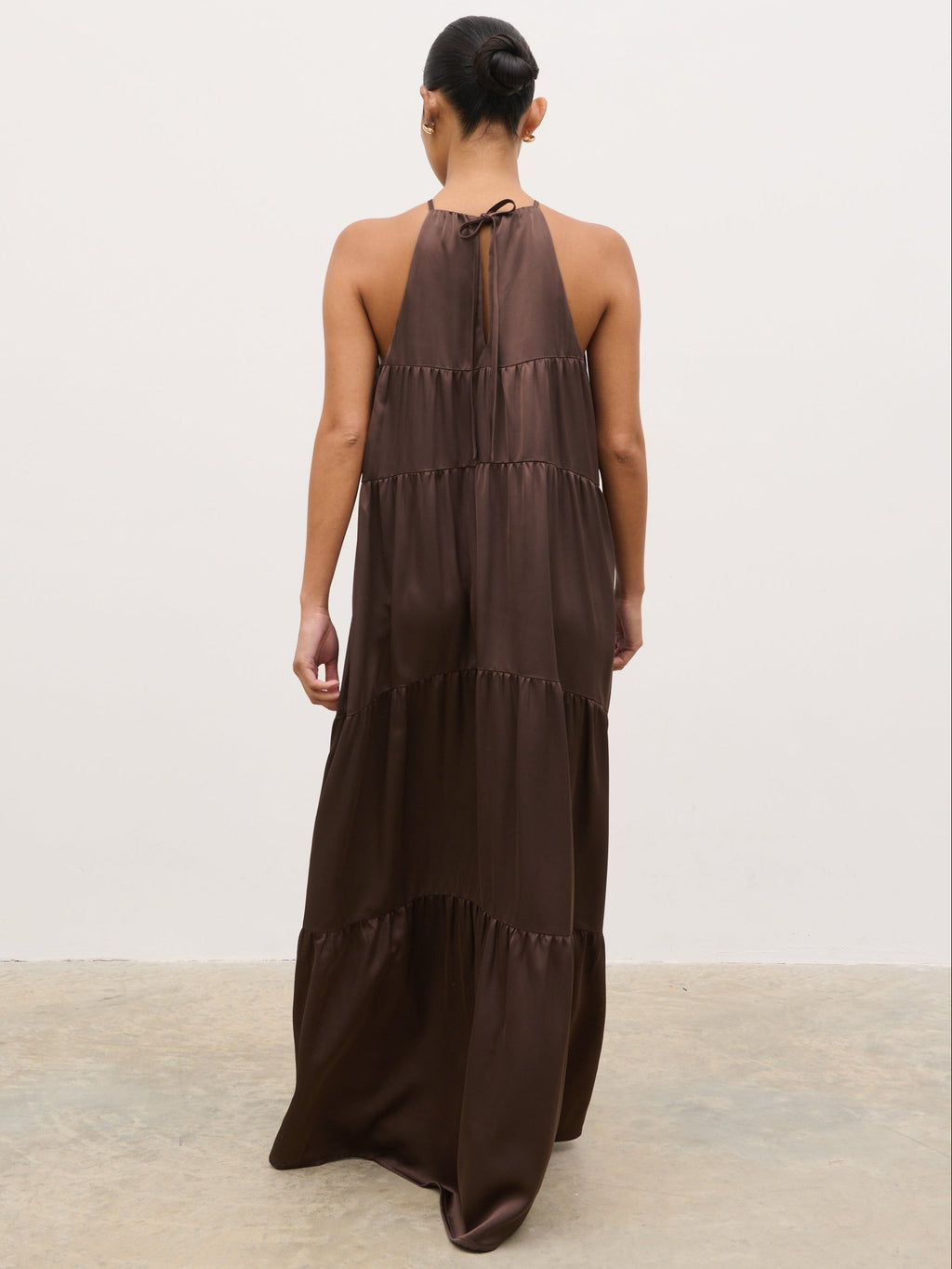 Story Contrast Maxi Day Dress - Brown