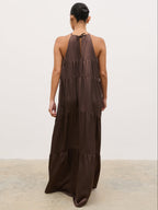 Story Contrast Maxi Day Dress - Brown