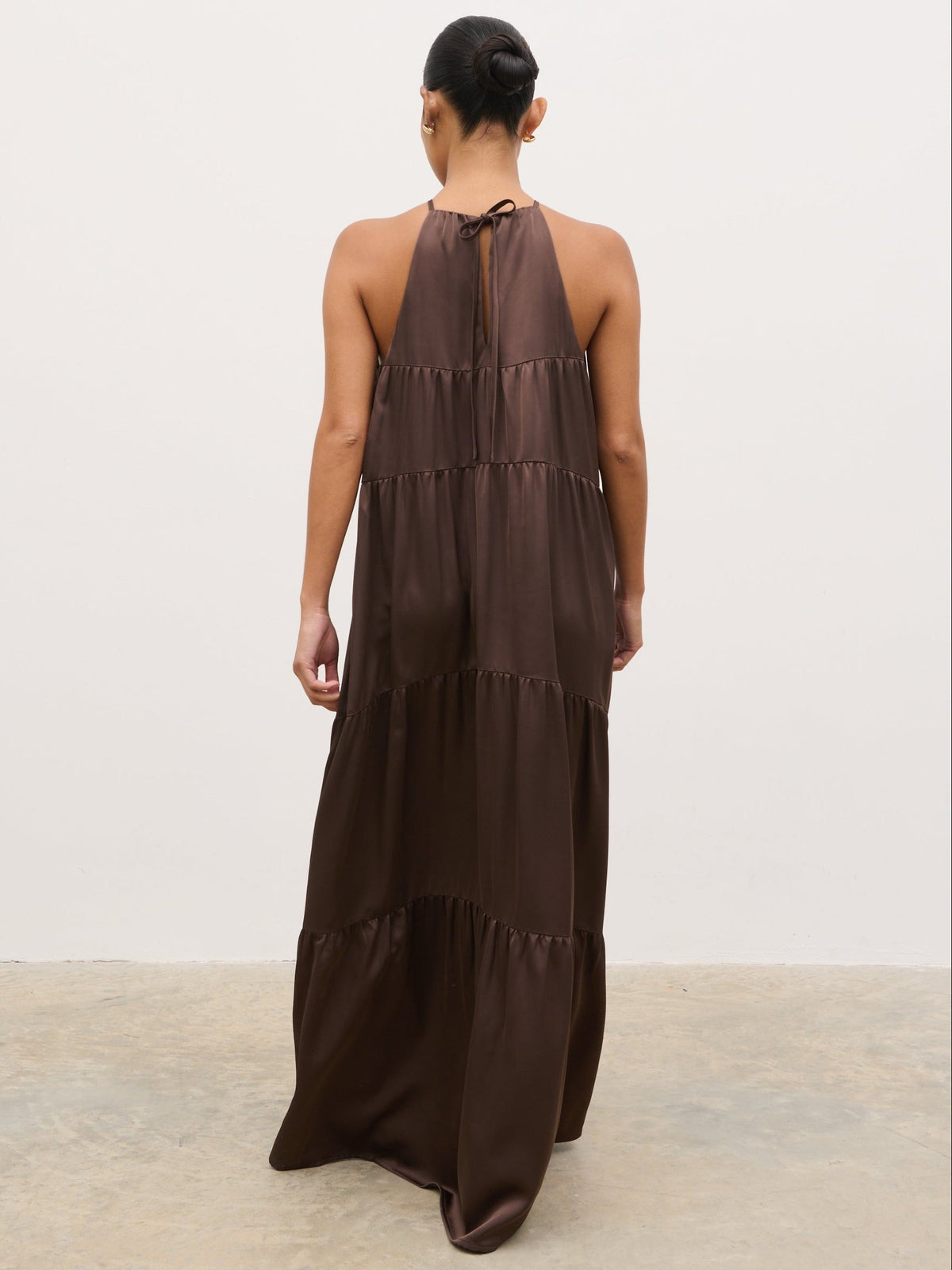 Story Contrast Maxi Day Dress - Brown