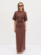 Suvi Crochet T-shirt Dress - Chocolate Brown