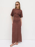 Suvi Crochet T-shirt Dress - Chocolate Brown