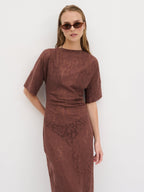 Suvi Crochet T-shirt Dress - Chocolate Brown