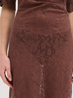 Suvi Crochet T-shirt Dress - Chocolate Brown