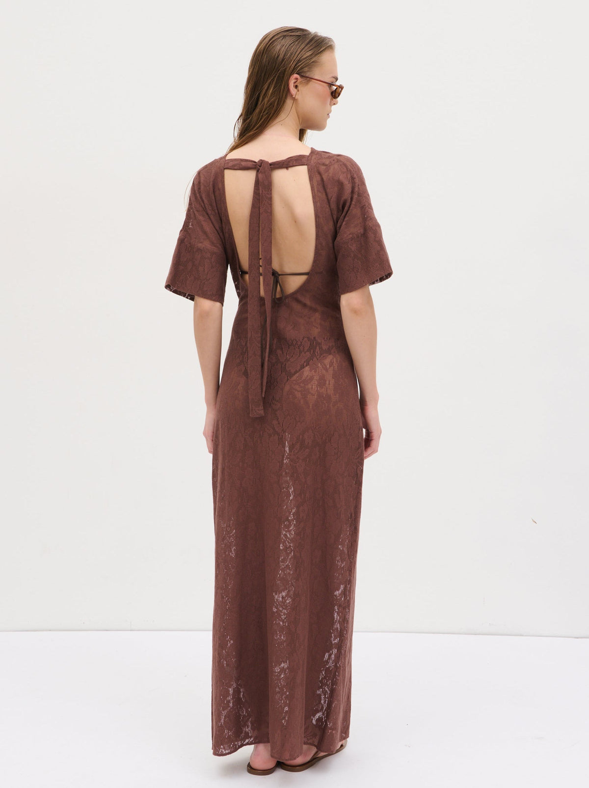 Suvi Crochet T-shirt Dress - Chocolate Brown