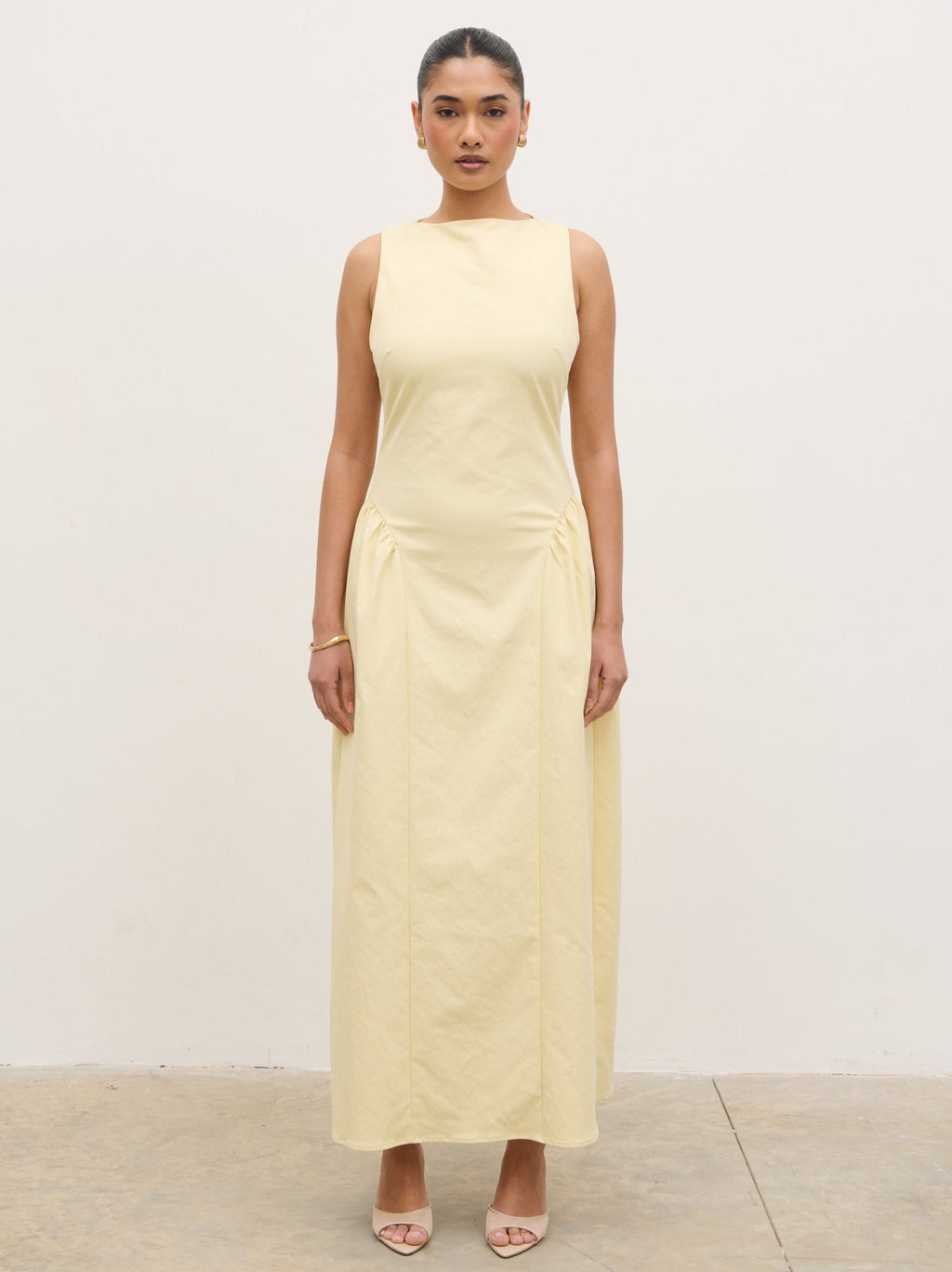 Sylvie Slash Neck Midaxi Dress - Lemon