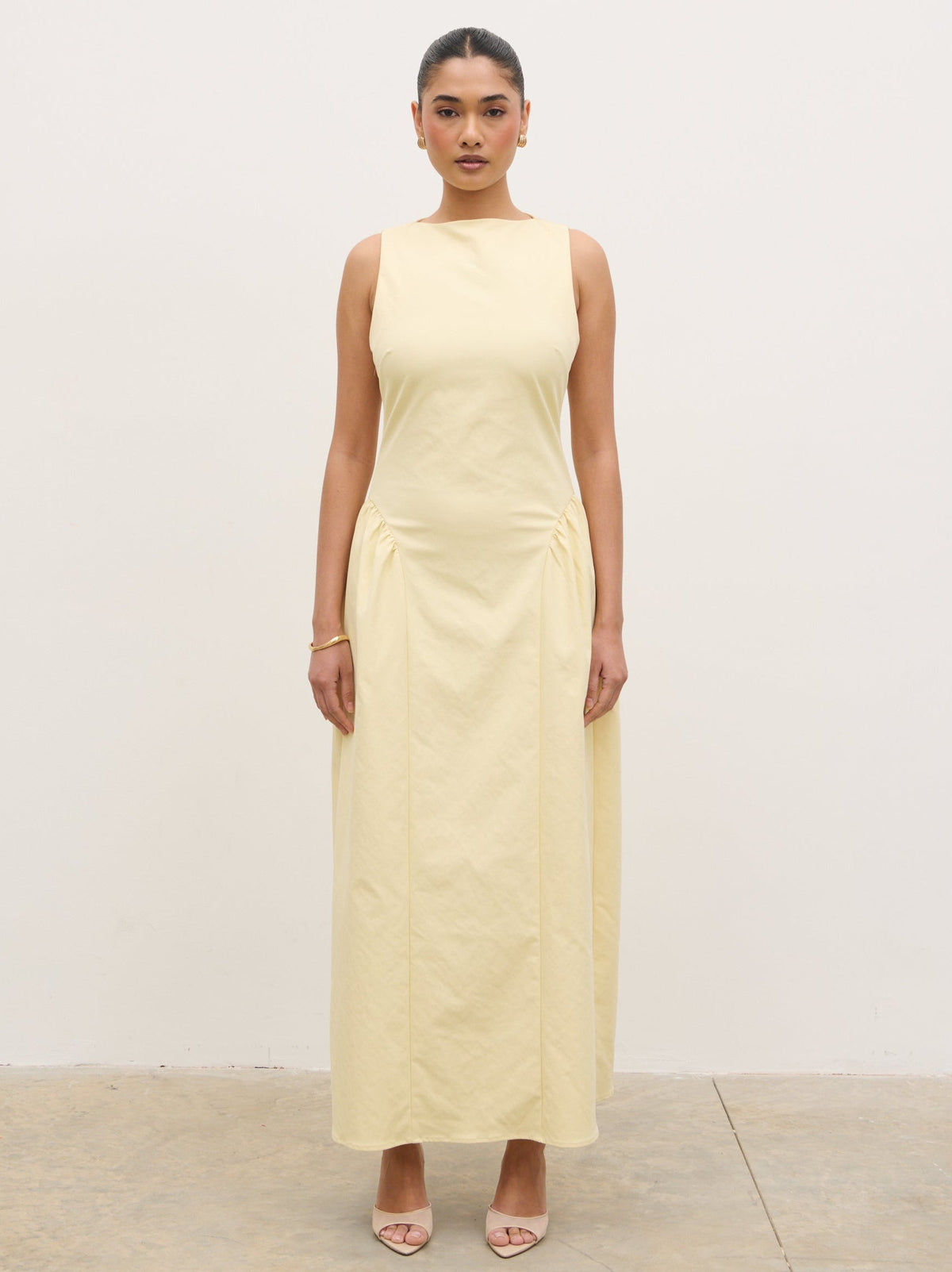 Sylvie Slash Neck Midaxi Dress - Lemon