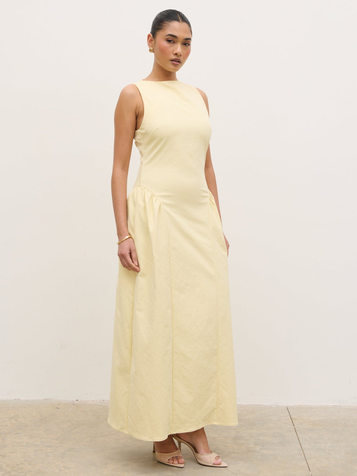 Sylvie Slash Neck Midaxi Dress - Lemon