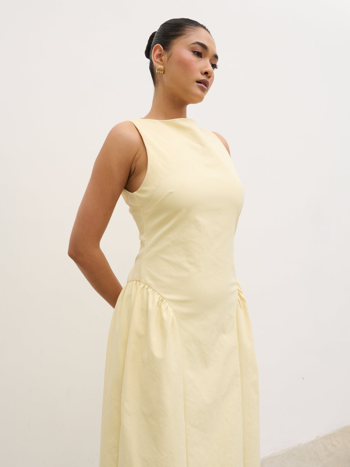 Sylvie Slash Neck Midaxi Dress - Lemon