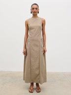Sylvie Slash Neck Midaxi Dress - Taupe