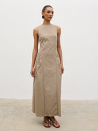 Sylvie Slash Neck Midaxi Dress - Taupe