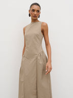 Sylvie Slash Neck Midaxi Dress - Taupe