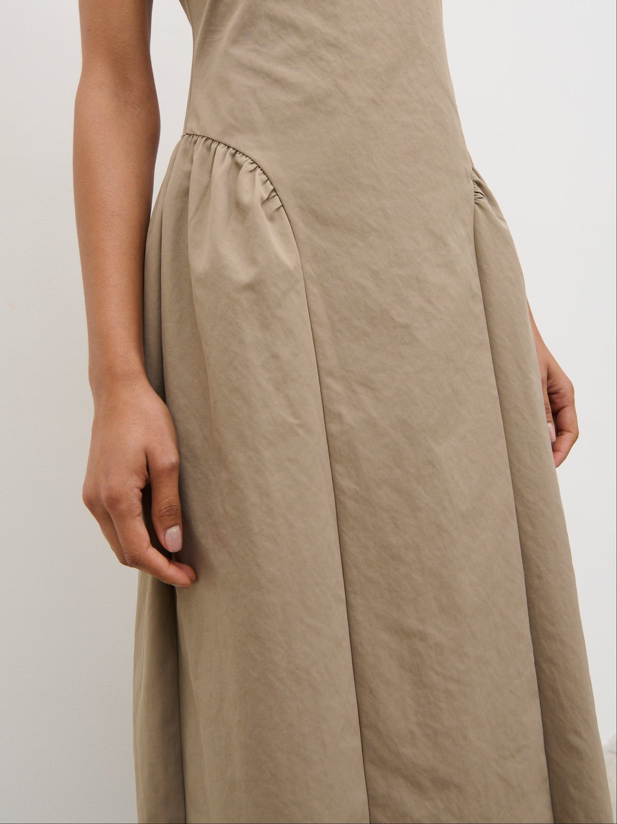 Sylvie Slash Neck Midaxi Dress - Taupe