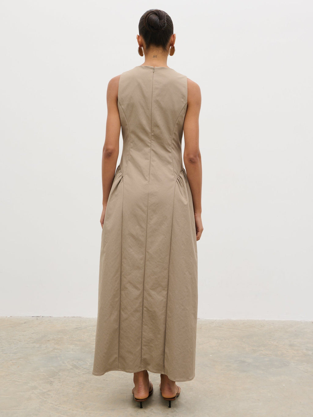 Sylvie Slash Neck Midaxi Dress - Taupe