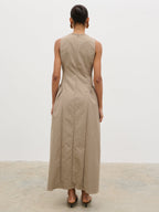 Sylvie Slash Neck Midaxi Dress - Taupe