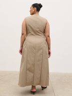 Sylvie Slash Neck Midaxi Dress Curve - Taupe